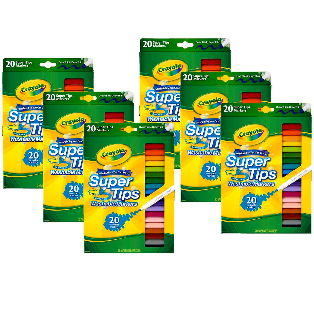 Crayola® Washable Super Tips Markers, 6 Packs of 20